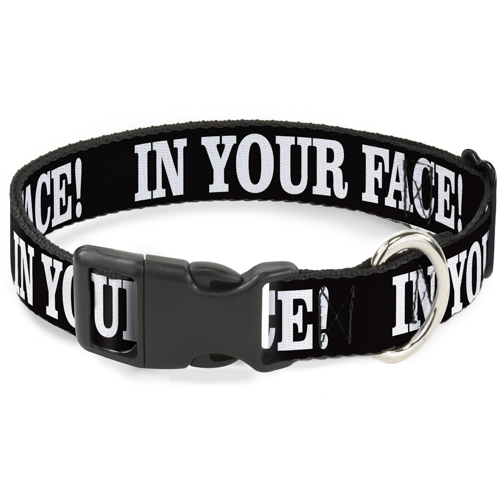 Plastic Clip Collar - IN YOUR FACE Black/White Plastic Clip Collars Buckle-Down