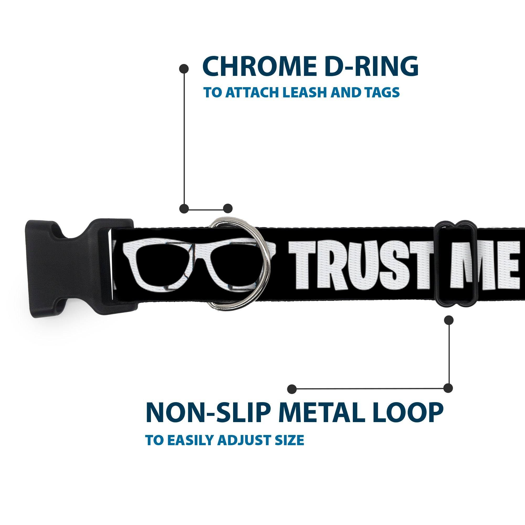 Plastic Clip Collar - I'M A GEEK/Glasses Black/White Plastic Clip Collars Buckle-Down