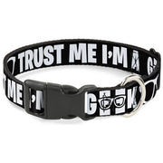 Plastic Clip Collar - I'M A GEEK/Glasses Black/White Plastic Clip Collars Buckle-Down
