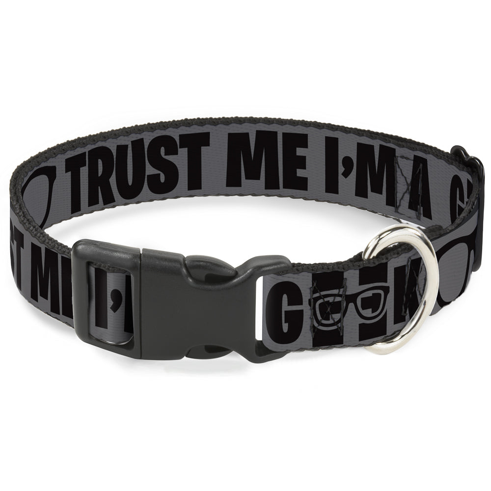 Plastic Clip Collar - I'M A GEEK/Glasses Gray/Black Plastic Clip Collars Buckle-Down