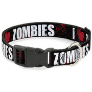 Plastic Clip Collar - I "Heart" ZOMBIES Bold Splatter Black/White/Red Plastic Clip Collars Buckle-Down