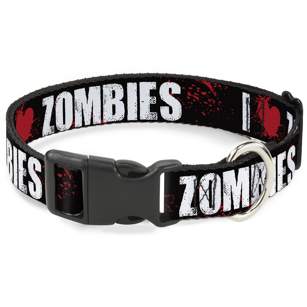 Plastic Clip Collar - I "Heart" ZOMBIES Bold Splatter Black/White/Red Plastic Clip Collars Buckle-Down