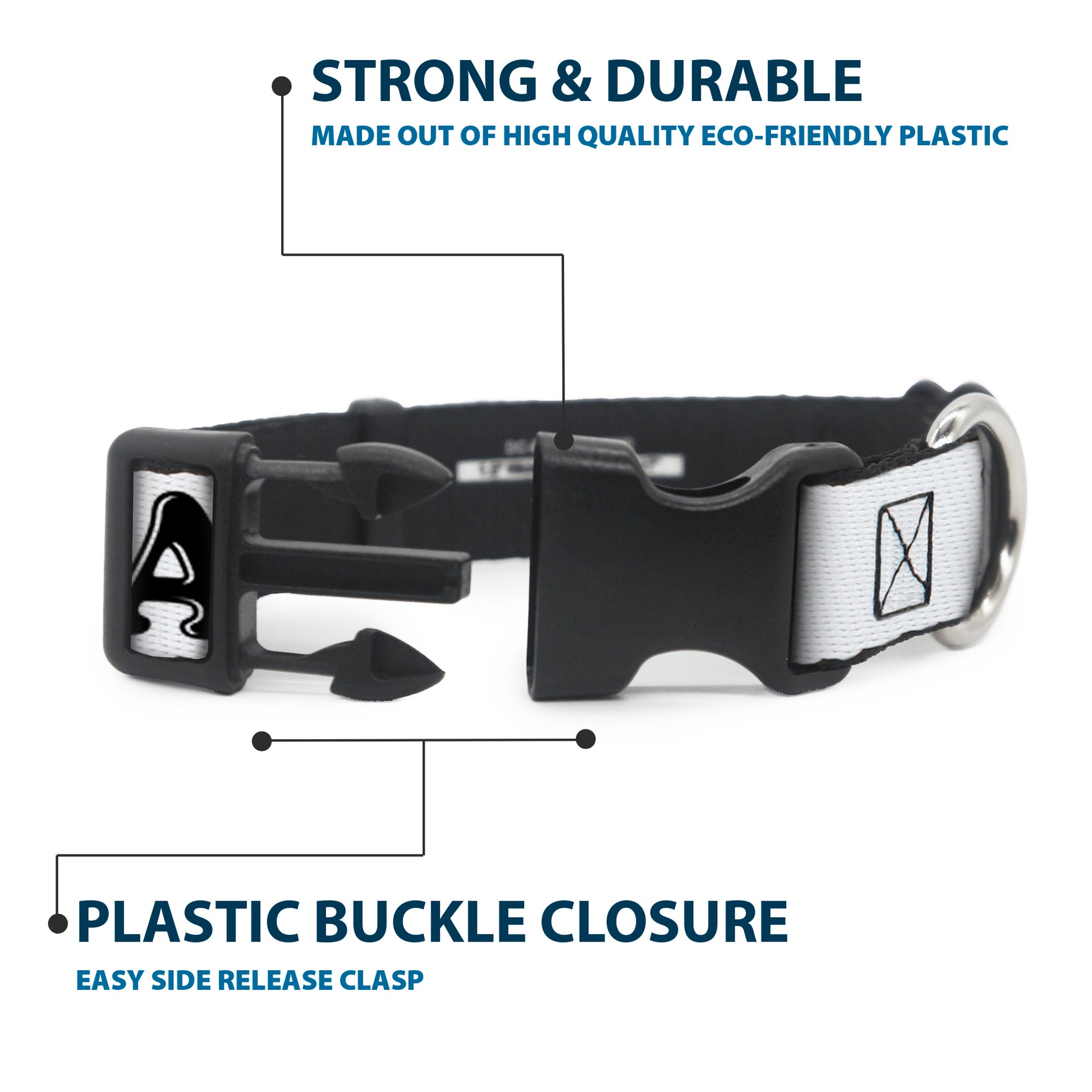 Plastic Clip Collar - I "Heart" BACON White/Black/Bacon Plastic Clip Collars Buckle-Down