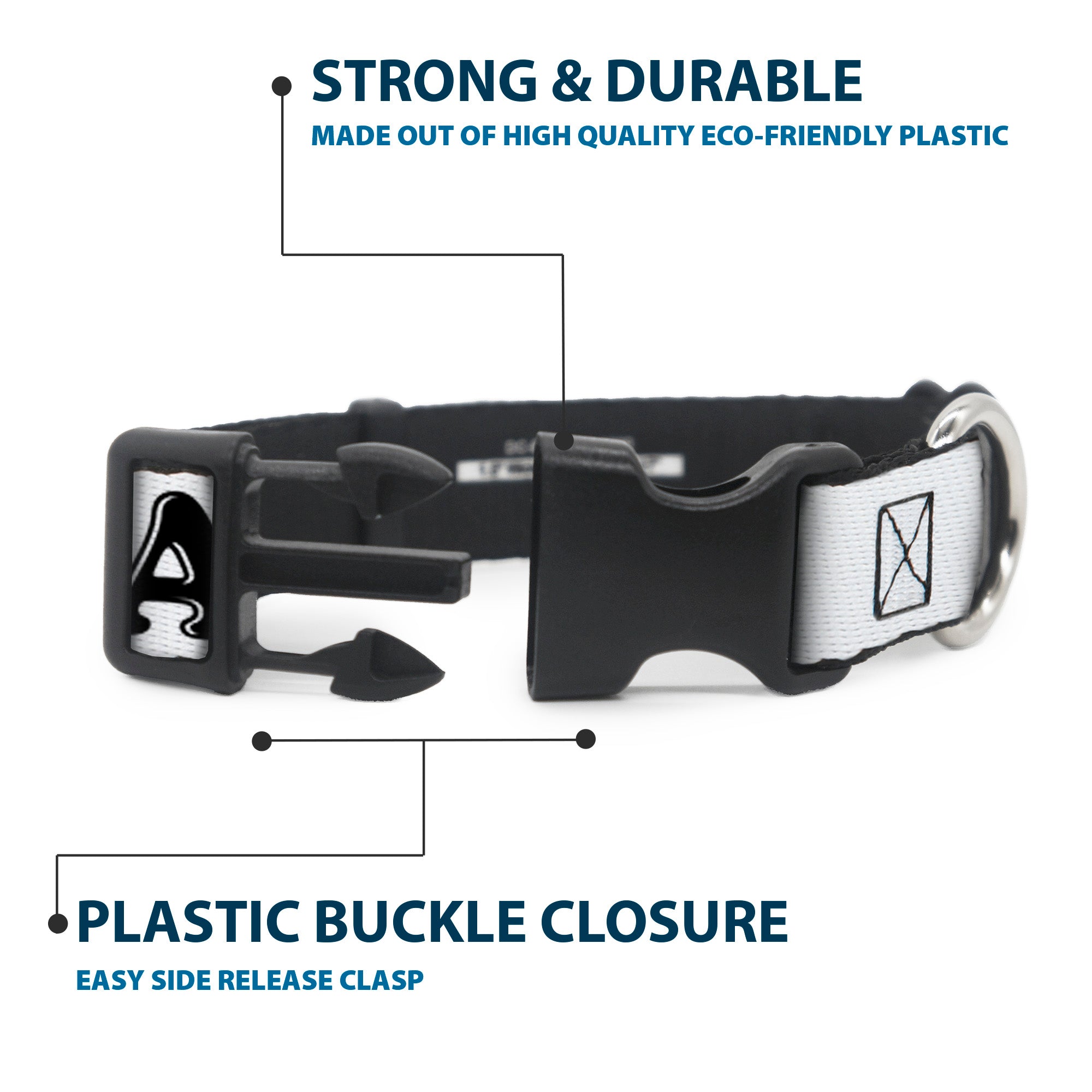 Plastic Clip Collar - I "Heart" BACON White/Black/Bacon Plastic Clip Collars Buckle-Down