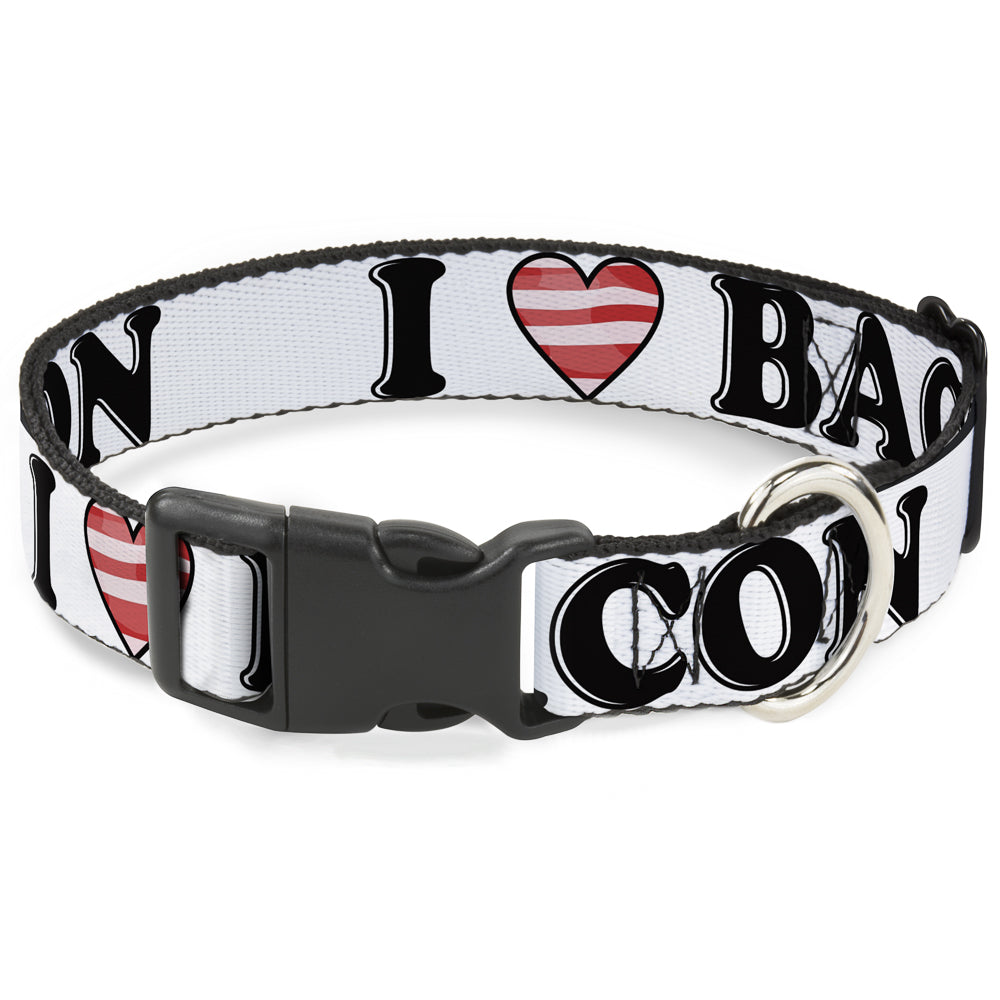Plastic Clip Collar - I "Heart" BACON White/Black/Bacon Plastic Clip Collars Buckle-Down