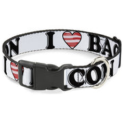 Plastic Clip Collar - I "Heart" BACON White/Black/Bacon Plastic Clip Collars Buckle-Down