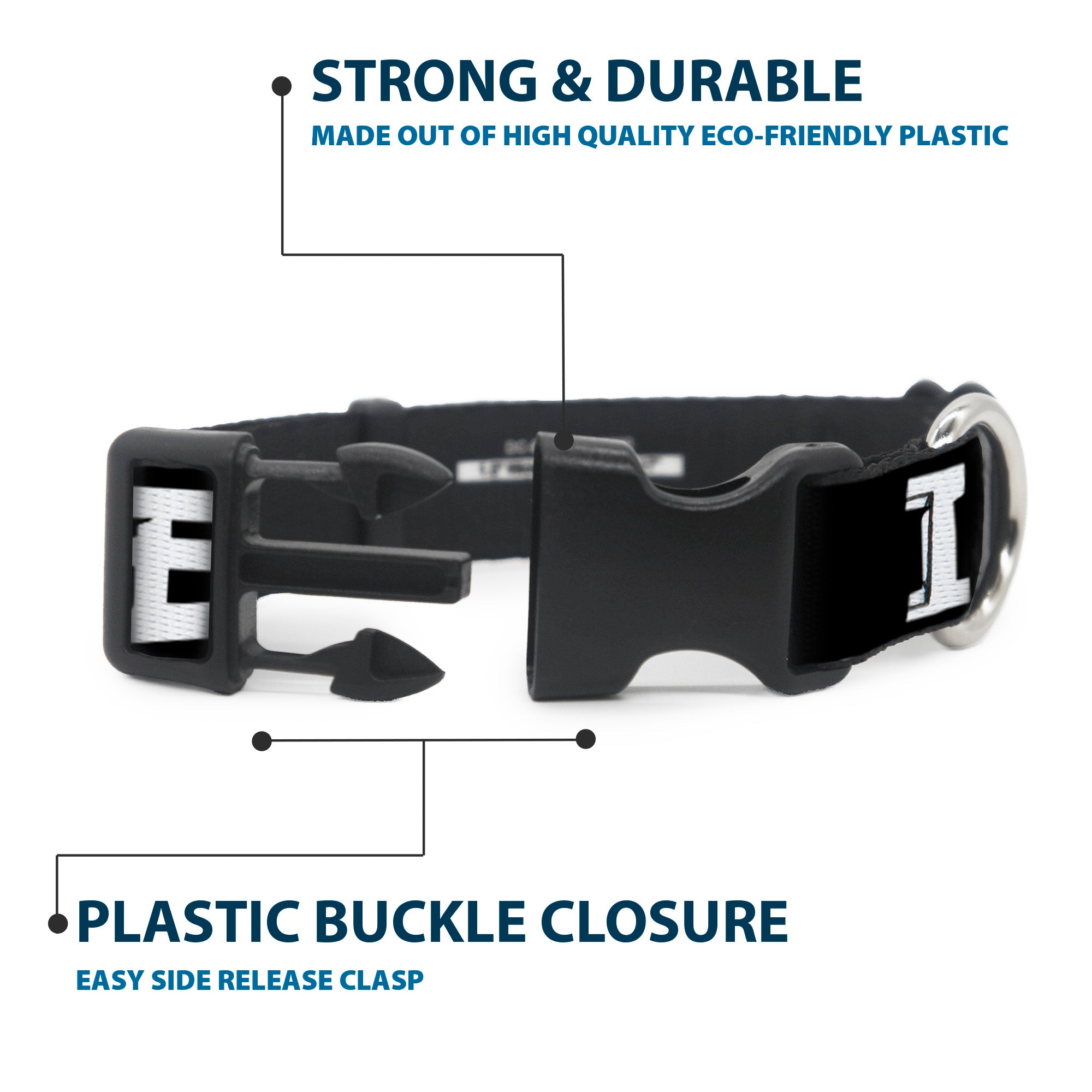 Plastic Clip Collar - I "Heart" ANIME Bold Black/White/Red Plastic Clip Collars Buckle-Down