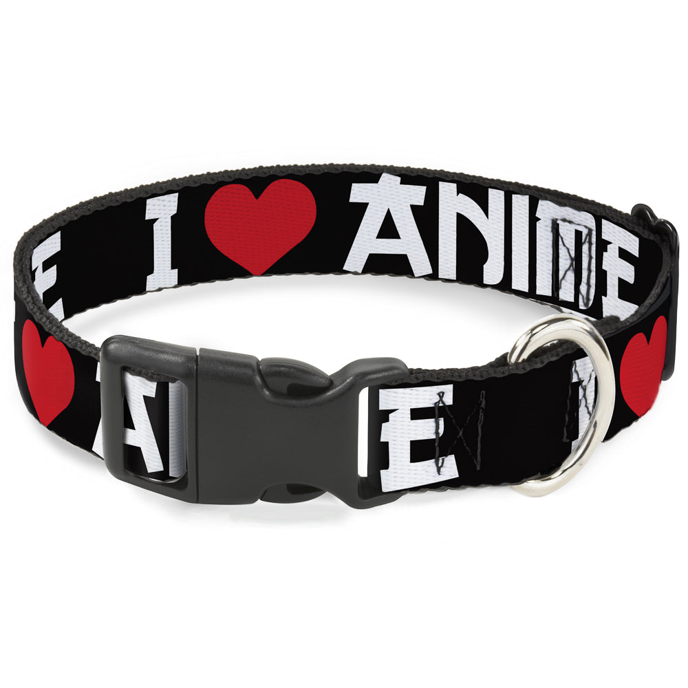 Plastic Clip Collar - I "Heart" ANIME Bold Black/White/Red Plastic Clip Collars Buckle-Down