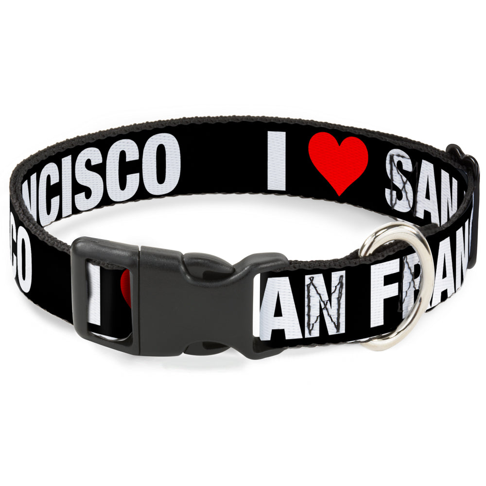 Plastic Clip Collar - I "HEART" SAN FRANCISCO Black/White/Red Plastic Clip Collars Buckle-Down