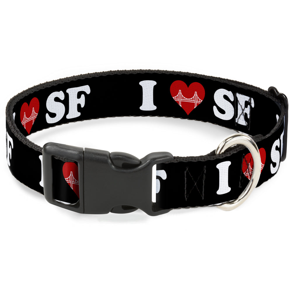 Plastic Clip Collar - I "HEART BRIDGE" SF Black/White/Red Plastic Clip Collars Buckle-Down
