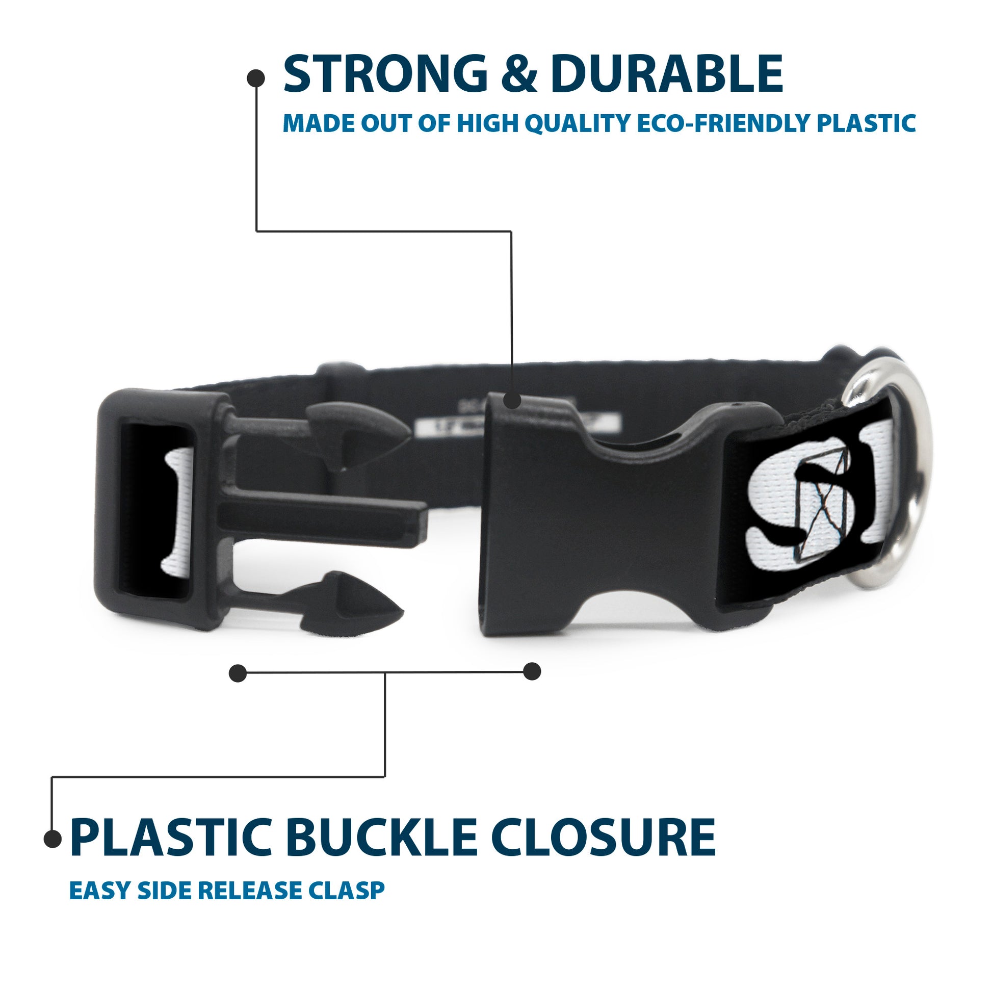 Plastic Clip Collar - I "HEART BRIDGE" SF Black/White/Rainbow Plastic Clip Collars Buckle-Down