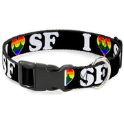 Plastic Clip Collar - I "HEART BRIDGE" SF Black/White/Rainbow Plastic Clip Collars Buckle-Down