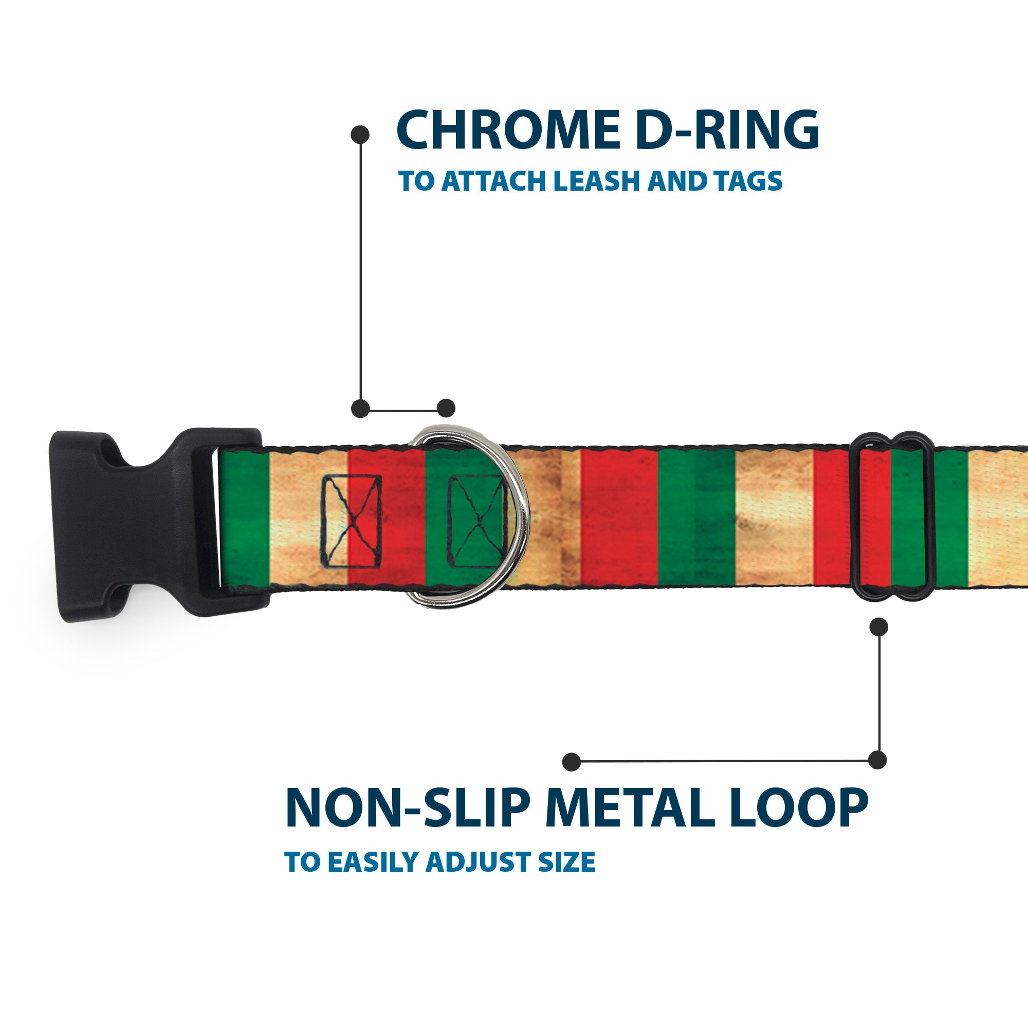 Plastic Clip Collar - Italy Flag Continuous Vintage Plastic Clip Collars Buckle-Down