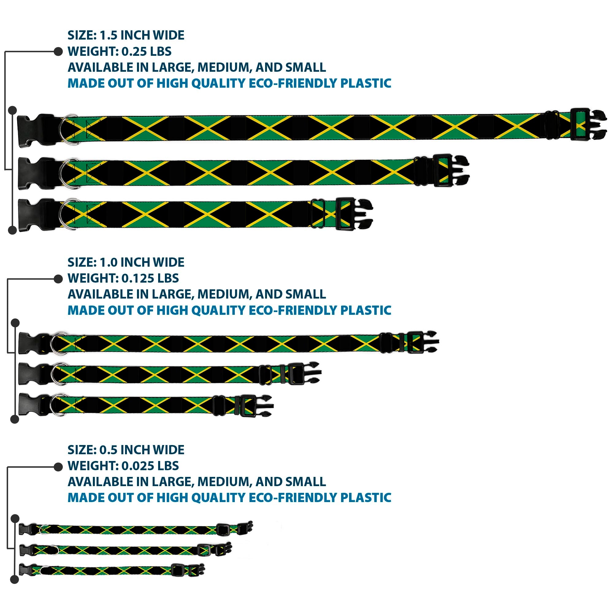 Plastic Clip Collar - Jamaica Flags Plastic Clip Collars Buckle-Down