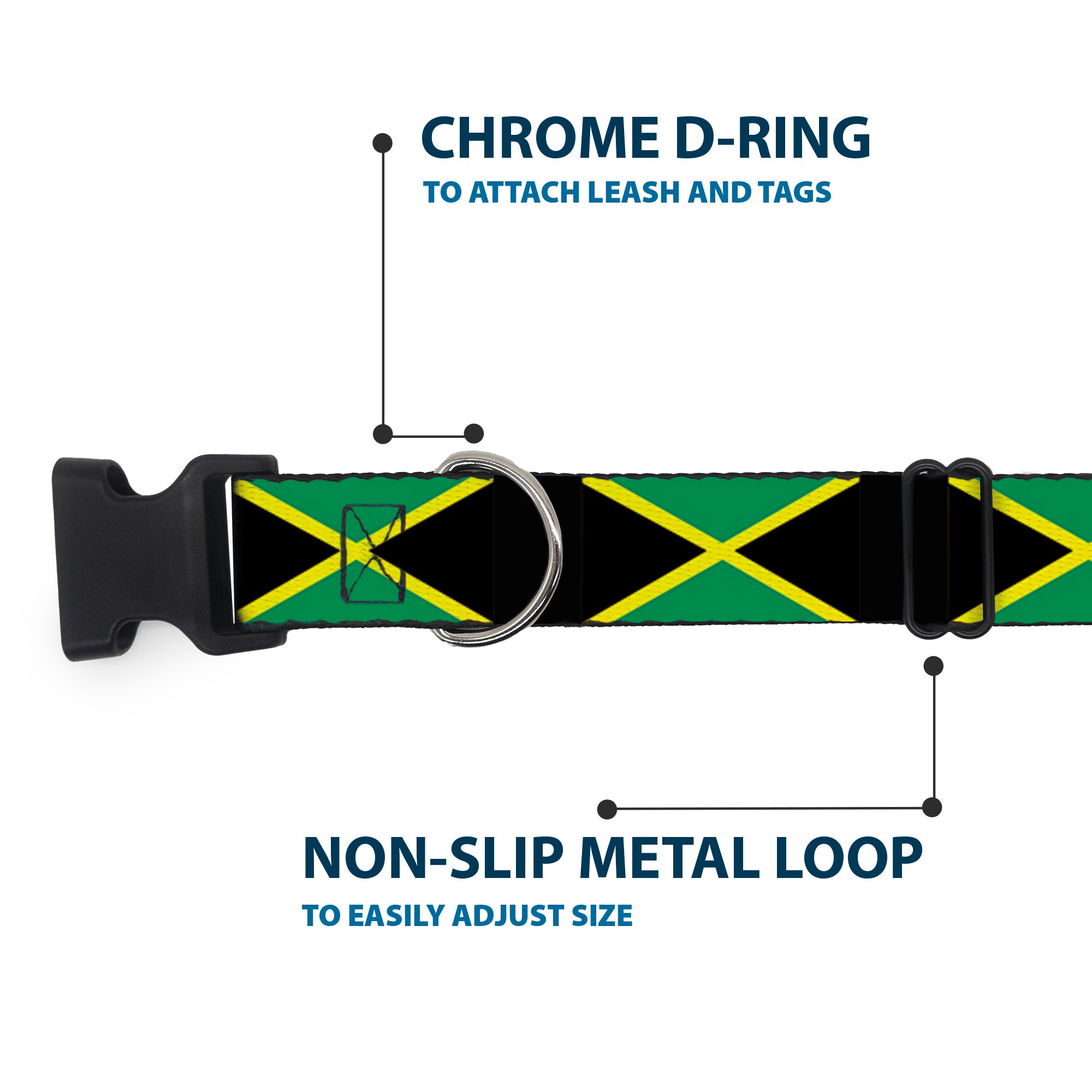 Plastic Clip Collar - Jamaica Flags Plastic Clip Collars Buckle-Down