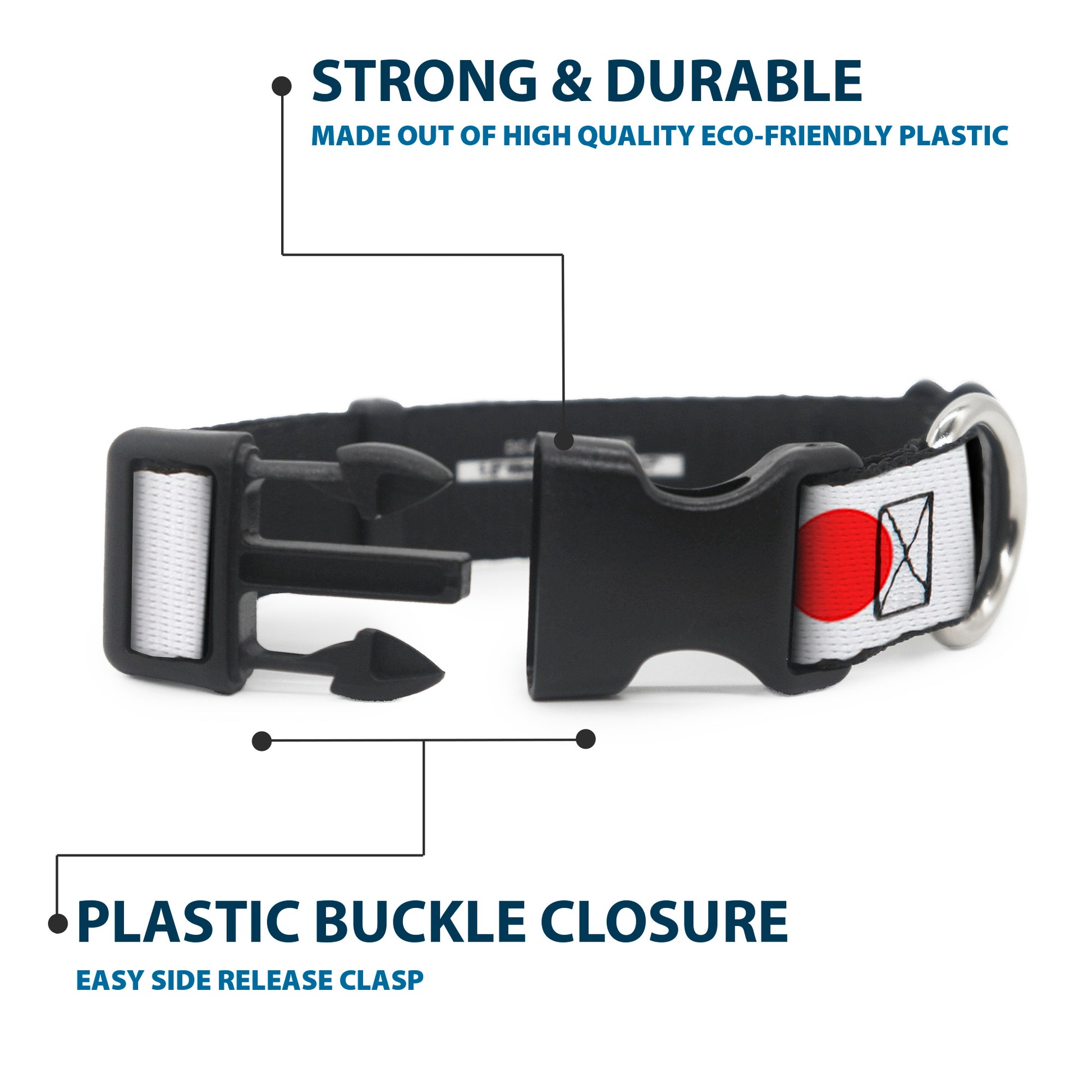 Plastic Clip Collar - Japan Flags Plastic Clip Collars Buckle-Down