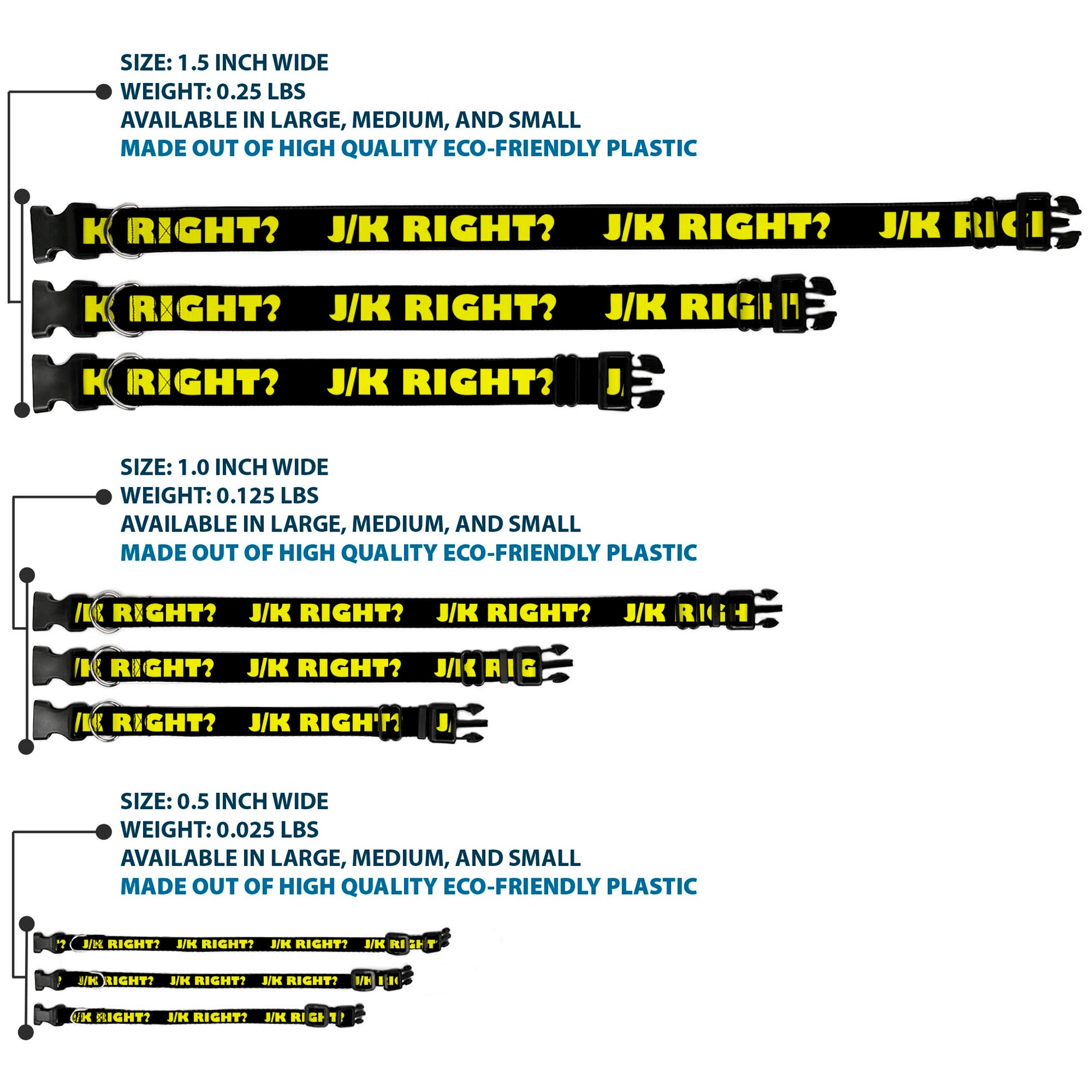 Plastic Clip Collar - J/K RIGHT? Black/Yellow Plastic Clip Collars Buckle-Down