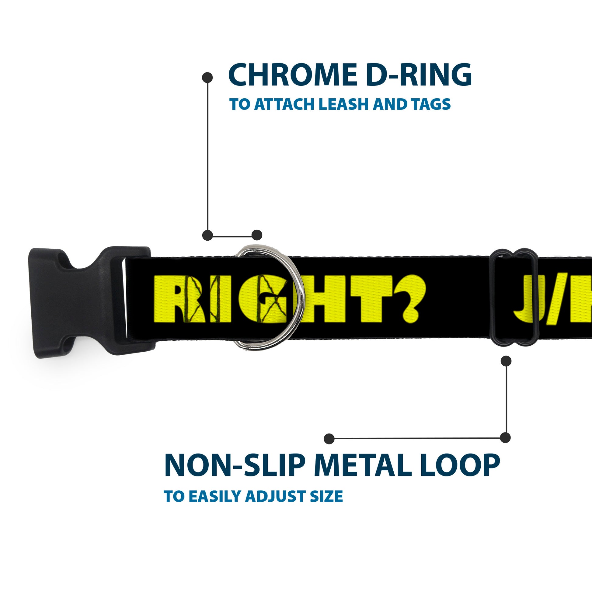 Plastic Clip Collar - J/K RIGHT? Black/Yellow Plastic Clip Collars Buckle-Down