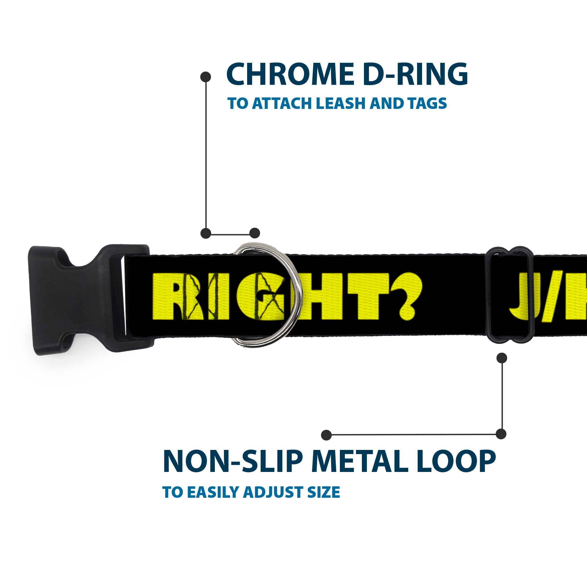 Plastic Clip Collar - J/K RIGHT? Black/Yellow Plastic Clip Collars Buckle-Down