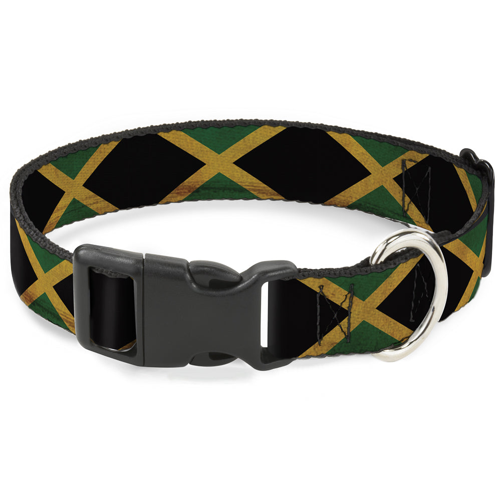 Plastic Clip Collar - Jamaica Flags Vintage Black Plastic Clip Collars Buckle-Down