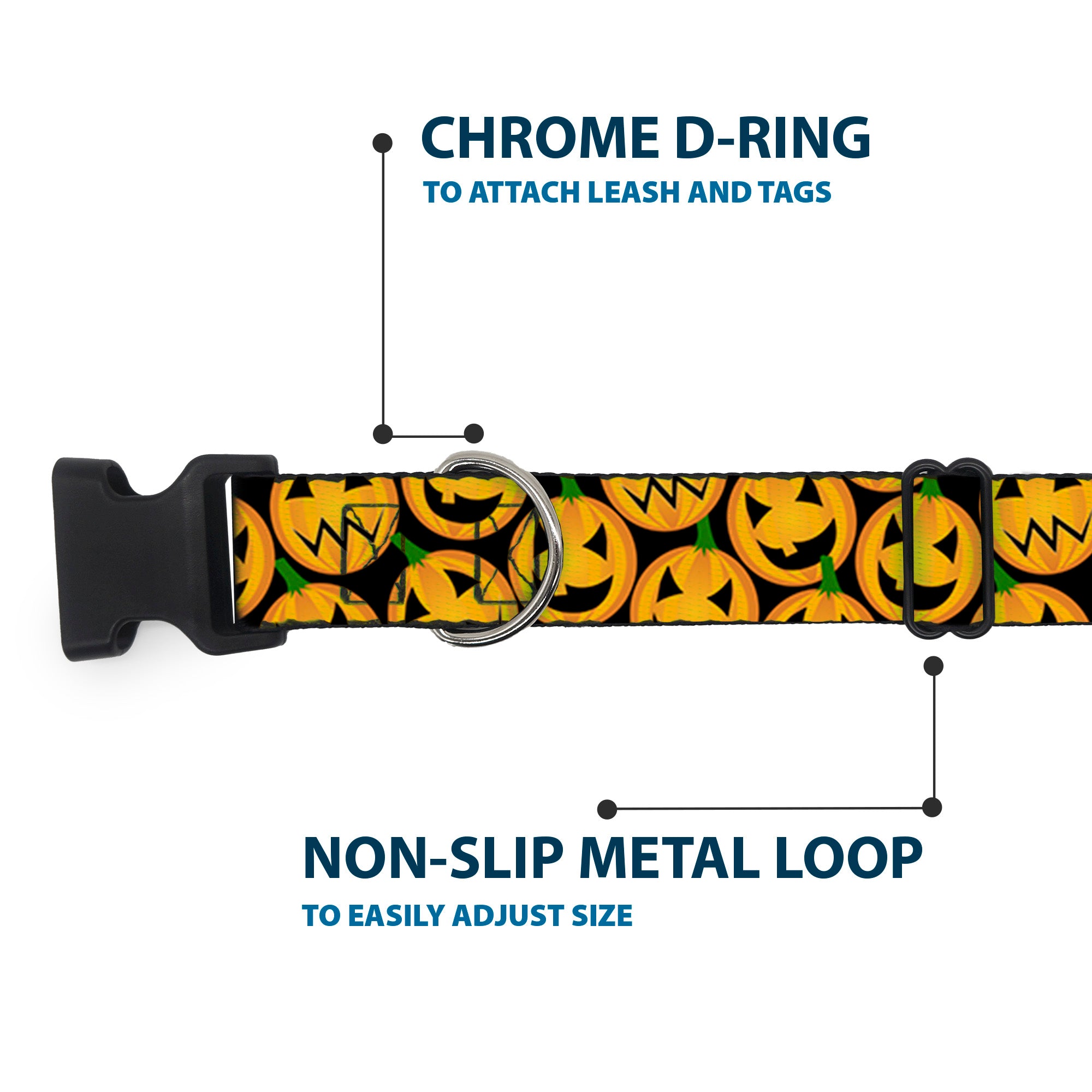 Plastic Clip Collar - Jack-o'-Lantern Collage Black Plastic Clip Collars Buckle-Down