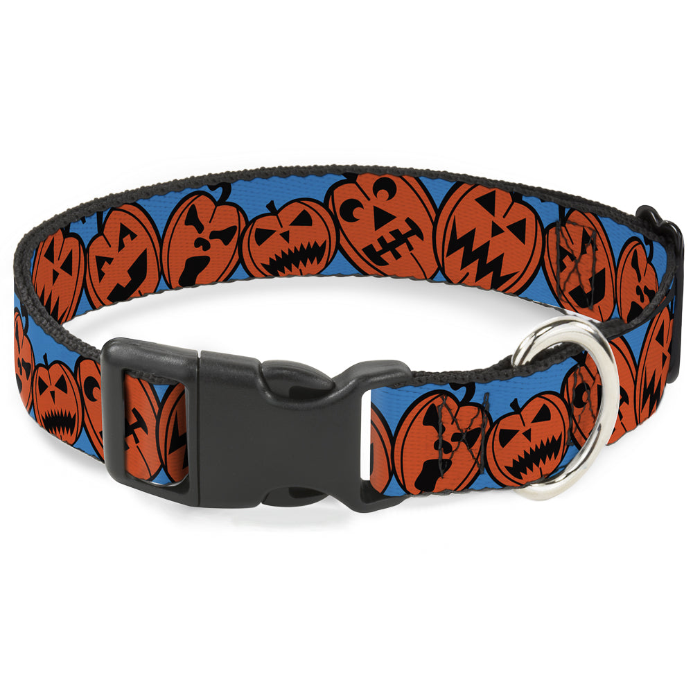 Plastic Clip Collar - Jack-o'-Lanterns Blue Plastic Clip Collars Buckle-Down