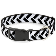 Plastic Clip Collar - Jagged Chevron White/Black Plastic Clip Collars Buckle-Down