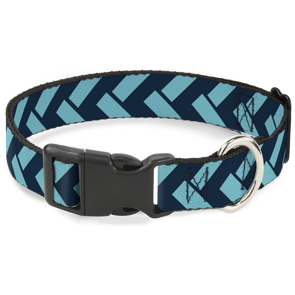 Plastic Clip Collar - Jagged Chevron Navy/Turquoise Plastic Clip Collars Buckle-Down