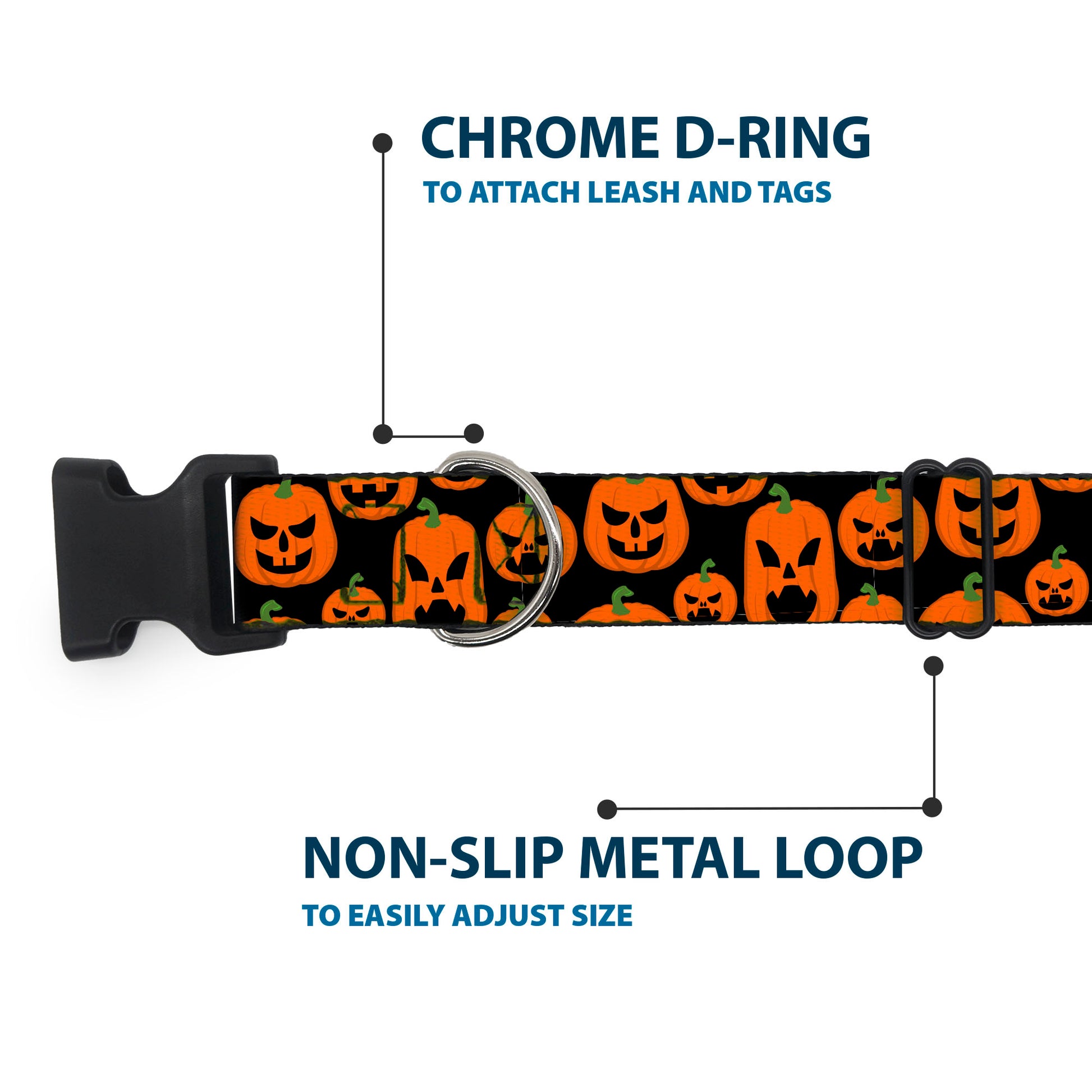 Plastic Clip Collar - Jack-o'-Lantern Pumpkin Expressions Black/Orange Plastic Clip Collars Buckle-Down
