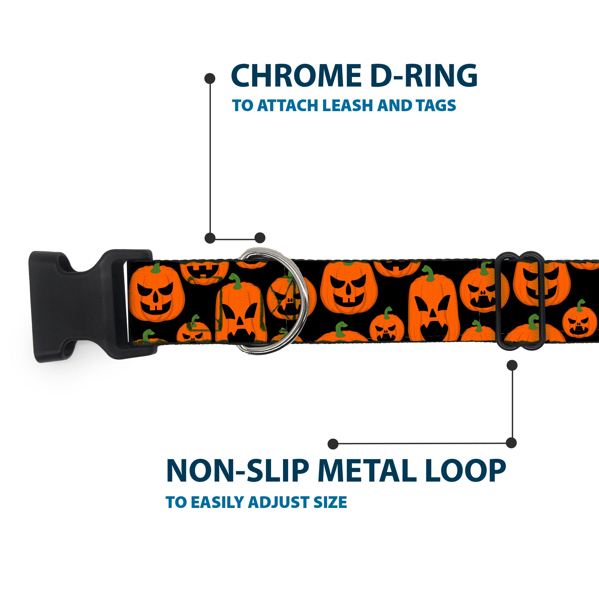 Plastic Clip Collar - Jack-o'-Lantern Pumpkin Expressions Black/Orange Plastic Clip Collars Buckle-Down