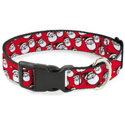 Plastic Clip Collar - Jolly Santa Claus Christmas Smiling Face Icon Red Plastic Clip Collars Buckle-Down