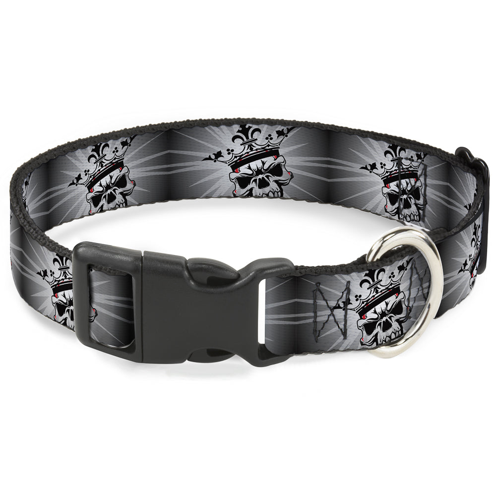 Plastic Clip Collar - King Skull Blocks/Rays Grays Plastic Clip Collars Buckle-Down