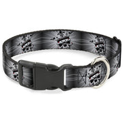 Plastic Clip Collar - King Skull Blocks/Rays Grays Plastic Clip Collars Buckle-Down
