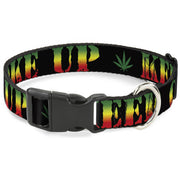 Buckle-Down Plastic Buckle Dog Collar - KEEP CALM AND SMOKE UP Black/Rasta Plastic Clip Collars Buckle-Down