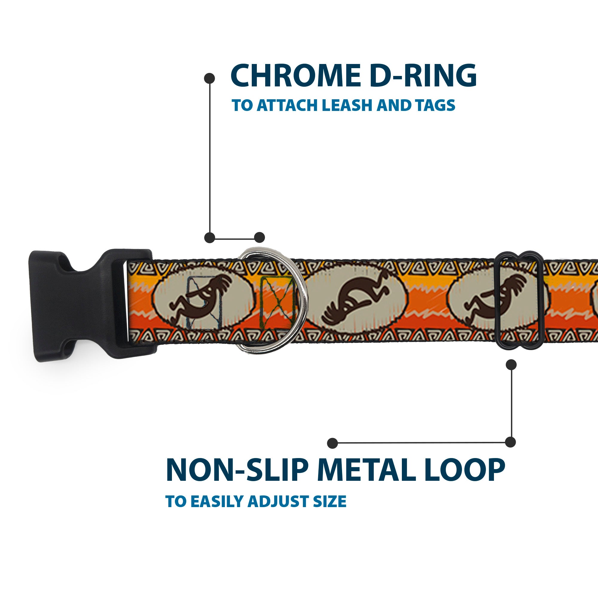 Plastic Clip Collar - Kokopelli Icon/Western Tan/Brown/Reds Plastic Clip Collars Buckle-Down