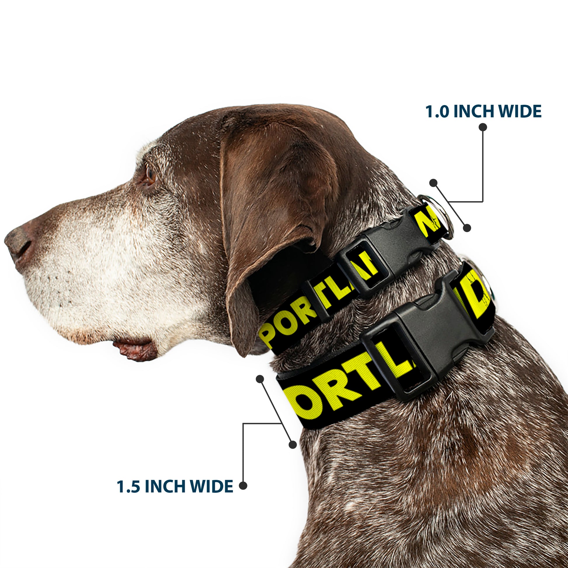 Plastic Clip Collar - KEEP PORTLAND WEIRD Black/Yellow Plastic Clip Collars Buckle-Down