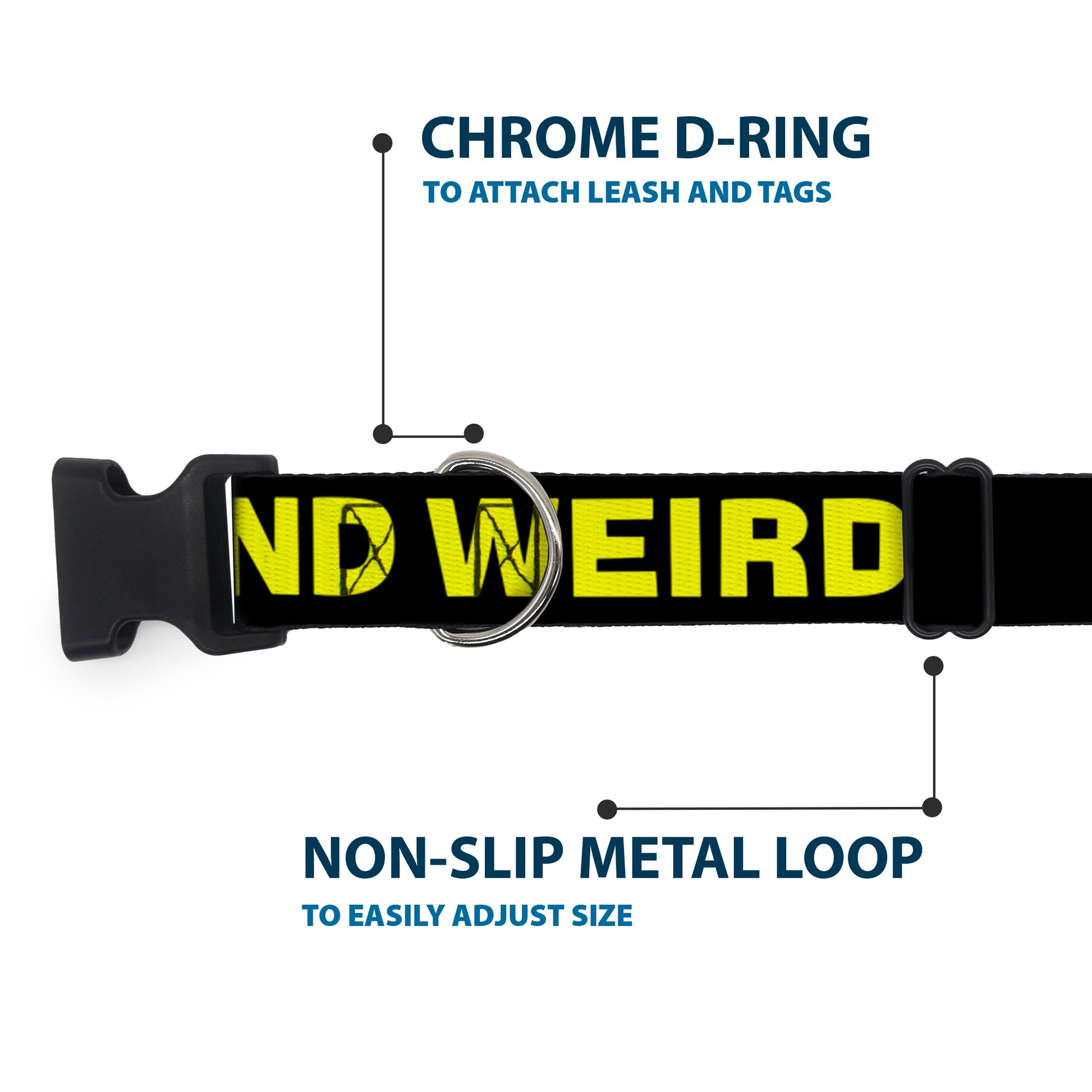 Plastic Clip Collar - KEEP PORTLAND WEIRD Black/Yellow Plastic Clip Collars Buckle-Down