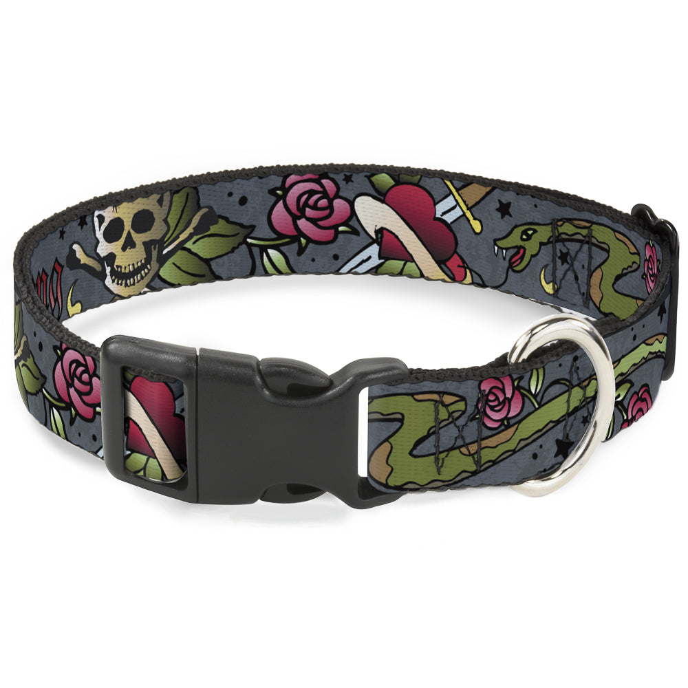 Plastic Clip Collar - Live Hard Die Young Gray Plastic Clip Collars Buckle-Down
