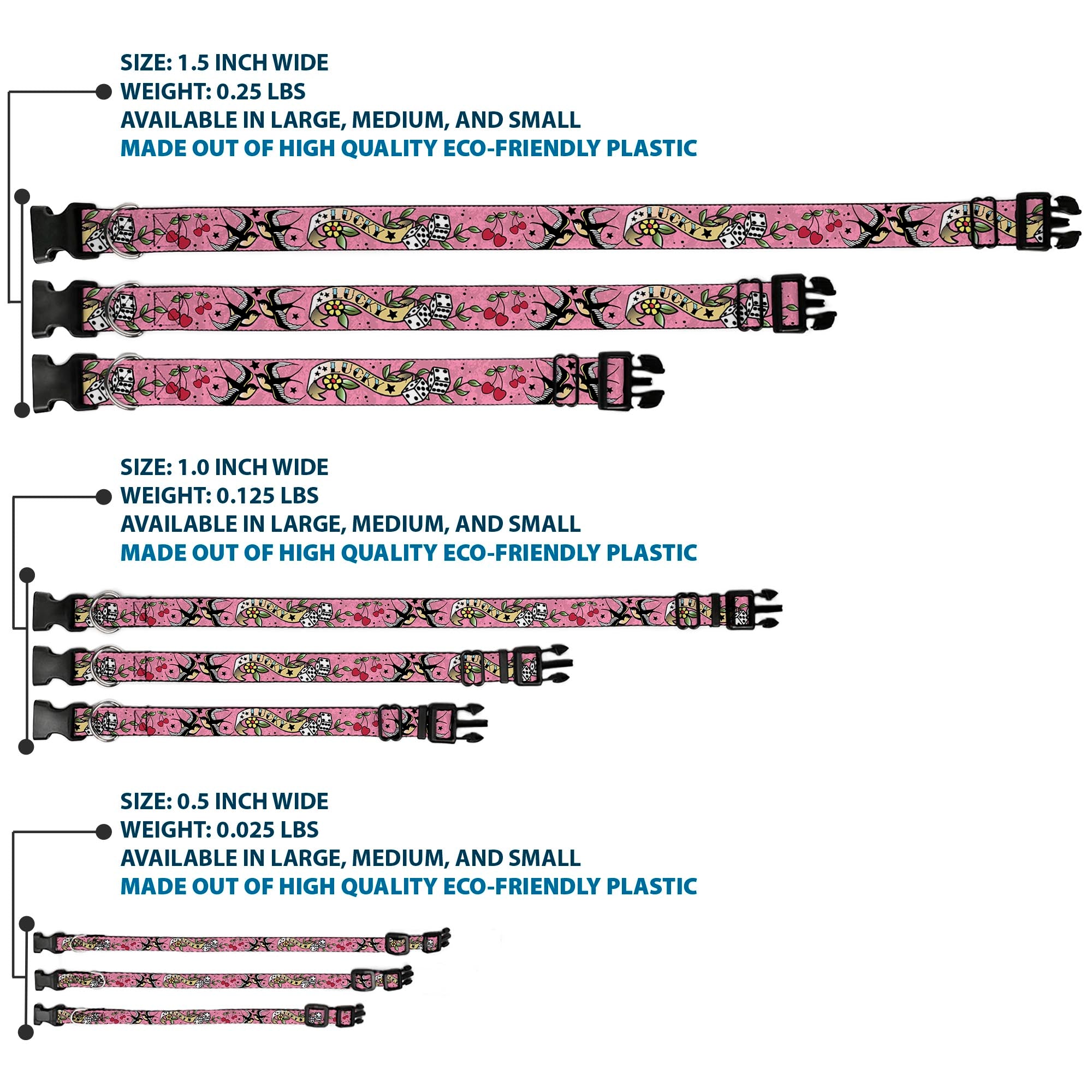 Plastic Clip Collar - Lucky Pink Plastic Clip Collars Buckle-Down