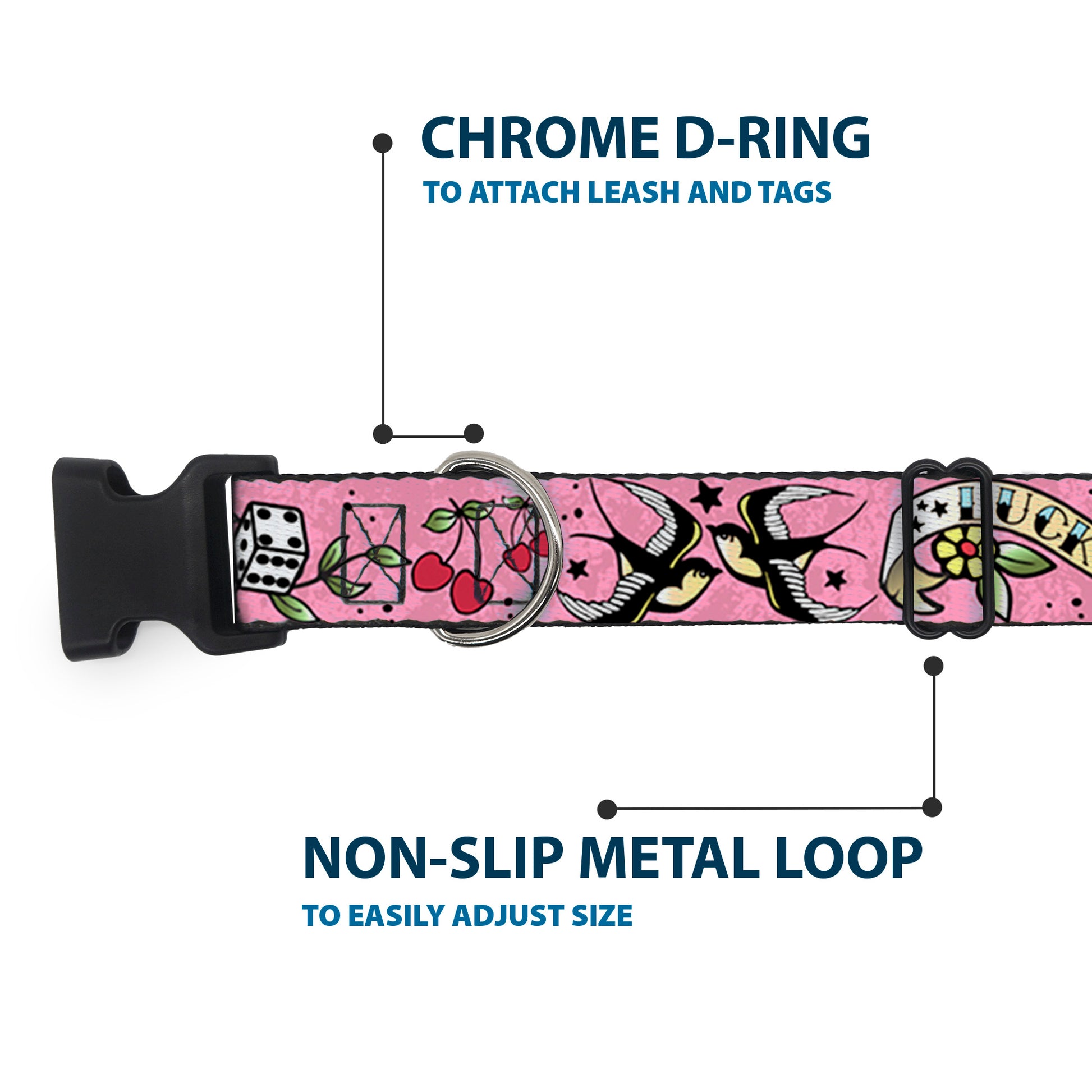 Plastic Clip Collar - Lucky Pink Plastic Clip Collars Buckle-Down