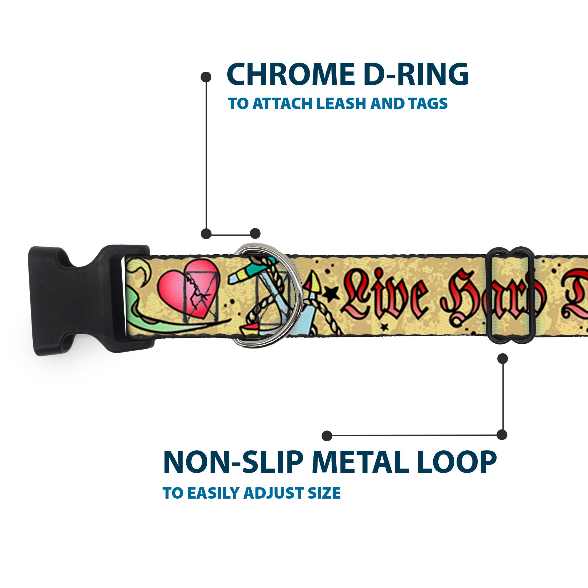 Plastic Clip Collar - Live Hard Die Young Tan Plastic Clip Collars Buckle-Down