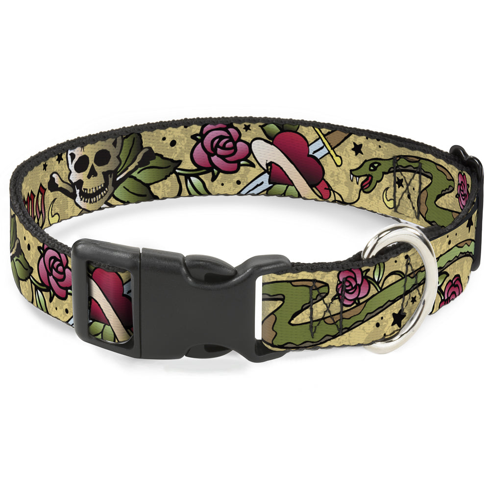 Plastic Clip Collar - Live Hard Die Young Tan Plastic Clip Collars Buckle-Down