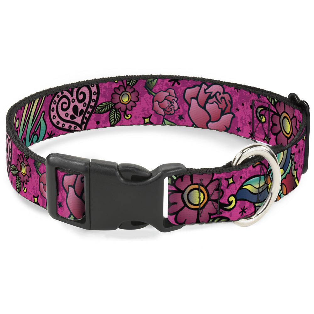 Plastic Clip Collar - Love Kills Pink Plastic Clip Collars Buckle-Down