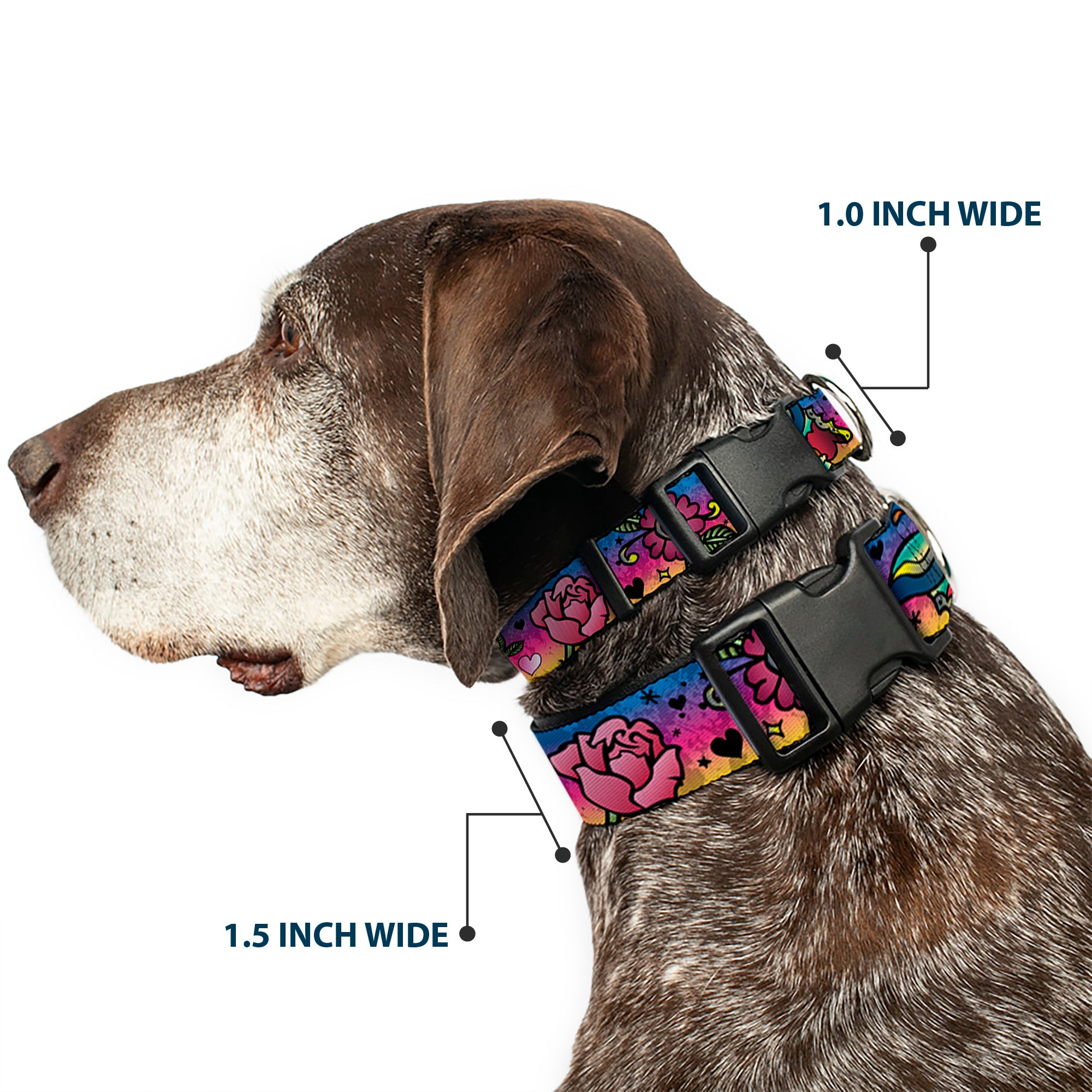 Plastic Clip Collar - Love Love Purple Plastic Clip Collars Buckle-Down