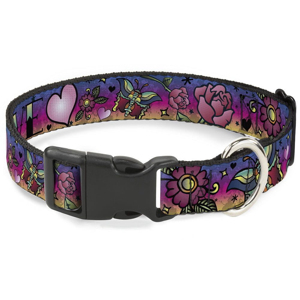 Plastic Clip Collar - Love Love Purple Plastic Clip Collars Buckle-Down