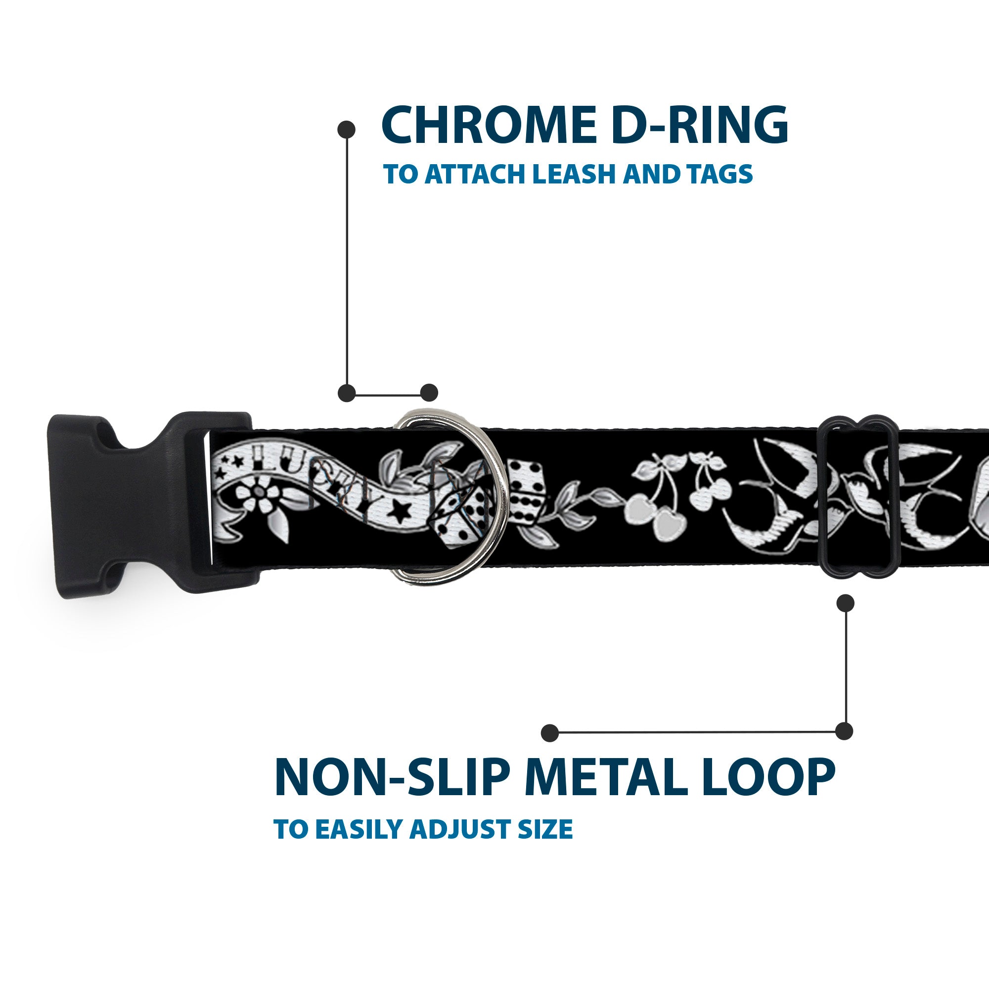 Plastic Clip Collar - Lucky Black/White Plastic Clip Collars Buckle-Down