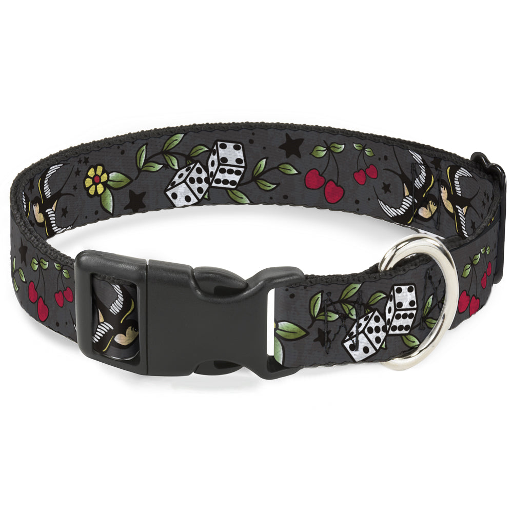 Plastic Clip Collar - Lucky CLOSE-UP Gray Plastic Clip Collars Buckle-Down