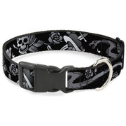 Plastic Clip Collar - Live Hard Die Young Black/White Plastic Clip Collars Buckle-Down