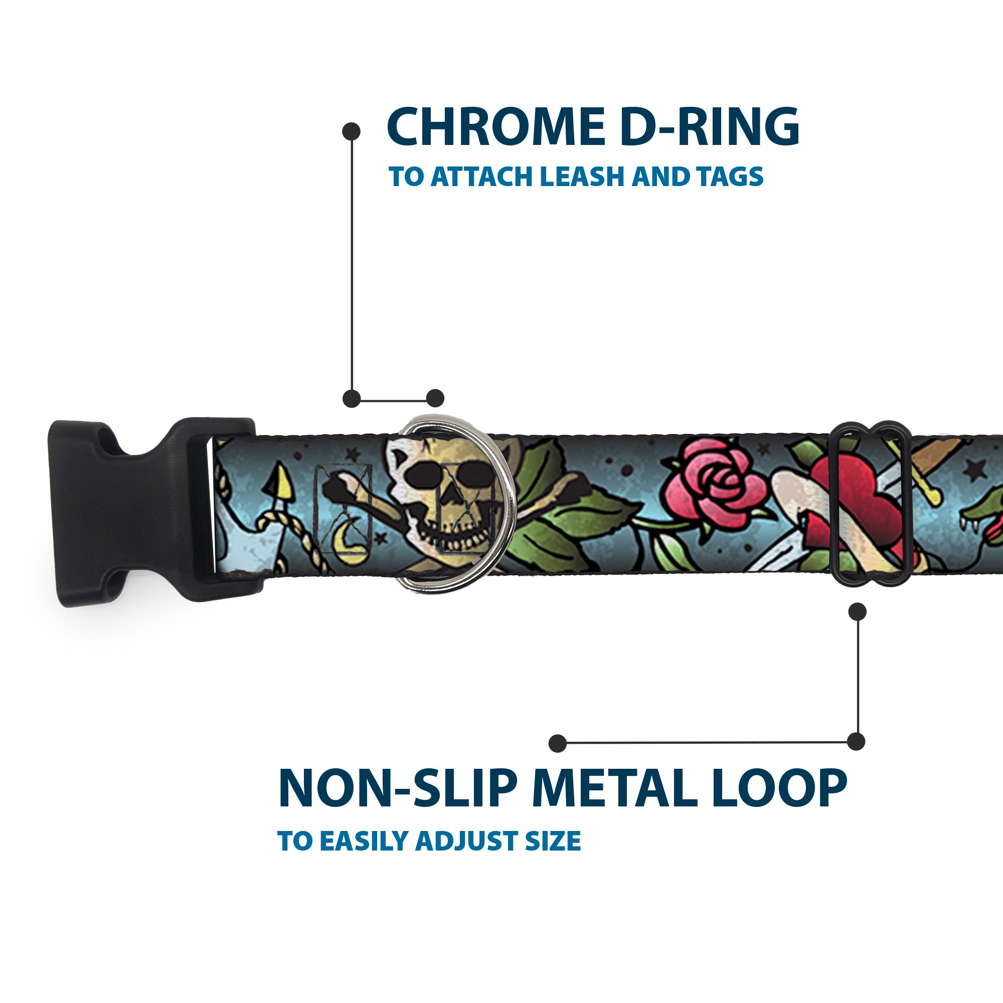 Plastic Clip Collar - Live Hard Die Young CLOSE-UP Turquoise Plastic Clip Collars Buckle-Down