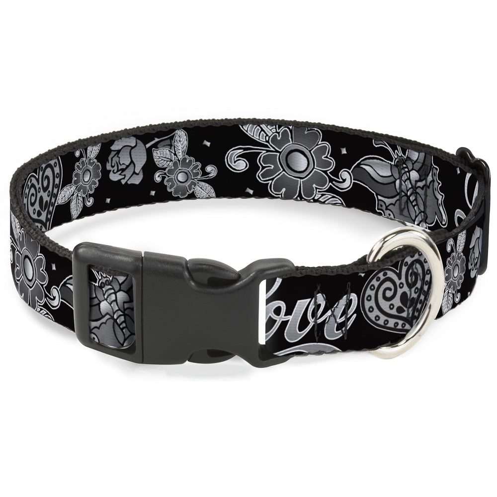 Plastic Clip Collar - Love Kills Black/White Plastic Clip Collars Buckle-Down